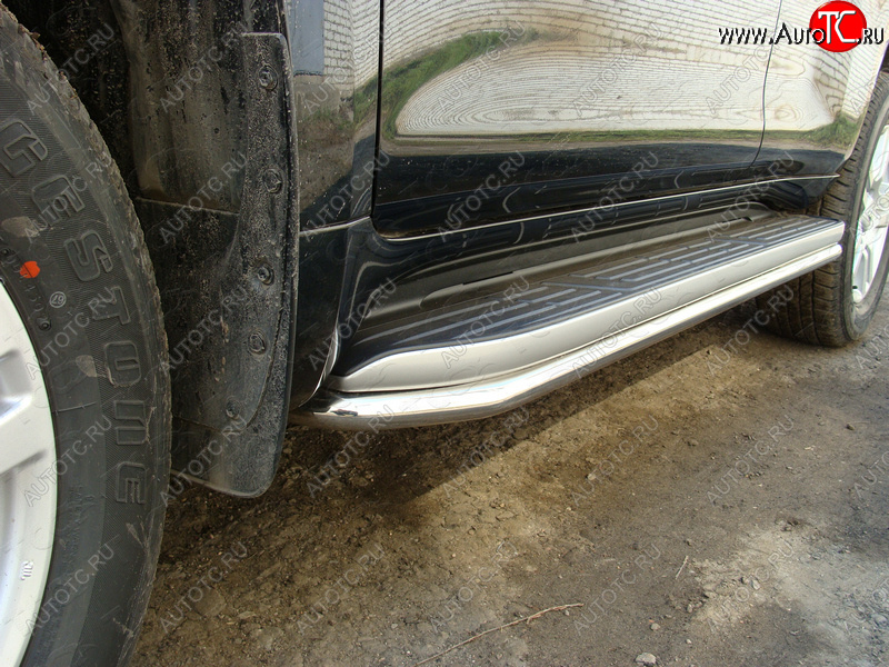 17 649 р. Защита порогов алюминий 42,4 мм, ТСС Тюнинг Toyota Land Cruiser Prado J150 дорестайлинг (2009-2013)  с доставкой в г. Вологда