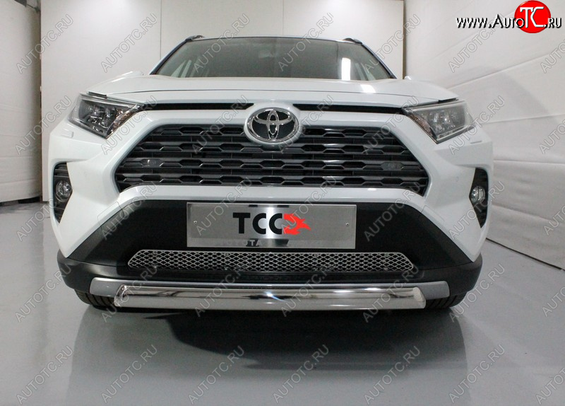 16 649 р. Защита передняя нижняя овальная короткая 75х42 мм ТСС Тюнинг Toyota RAV4 XA50 5 дв. дорестайлинг (2018-2025) (нержавейка)  с доставкой в г. Вологда