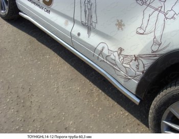 Защита порогов труба d60,3 мм ТСС Тюнинг Toyota Highlander XU50 дорестайлинг (2013-2017)