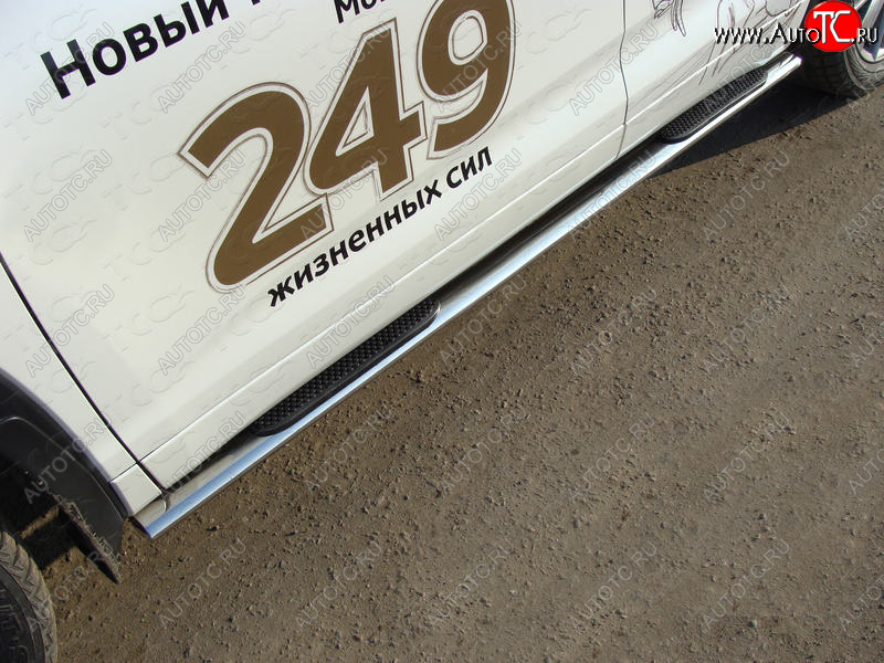 33 999 р. Пороги овальные с накладкой 75х42 мм ТСС Тюнинг Toyota Highlander XU50 рестайлинг (2016-2020) (серые)  с доставкой в г. Вологда