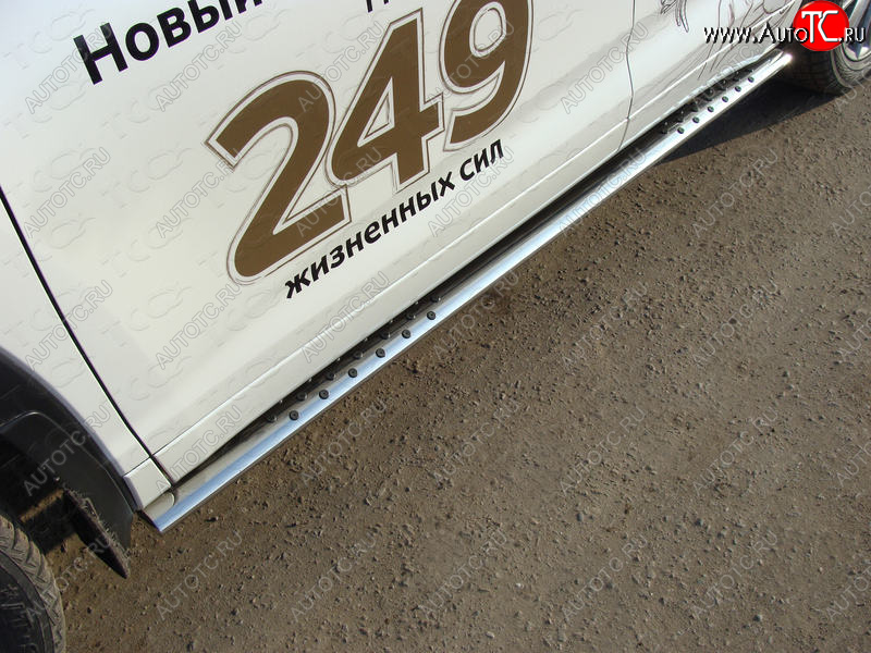 35 999 р. Пороги овальные с проступью 75х42 мм ТСС Тюнинг Toyota Highlander XU50 рестайлинг (2016-2020) (серые)  с доставкой в г. Вологда