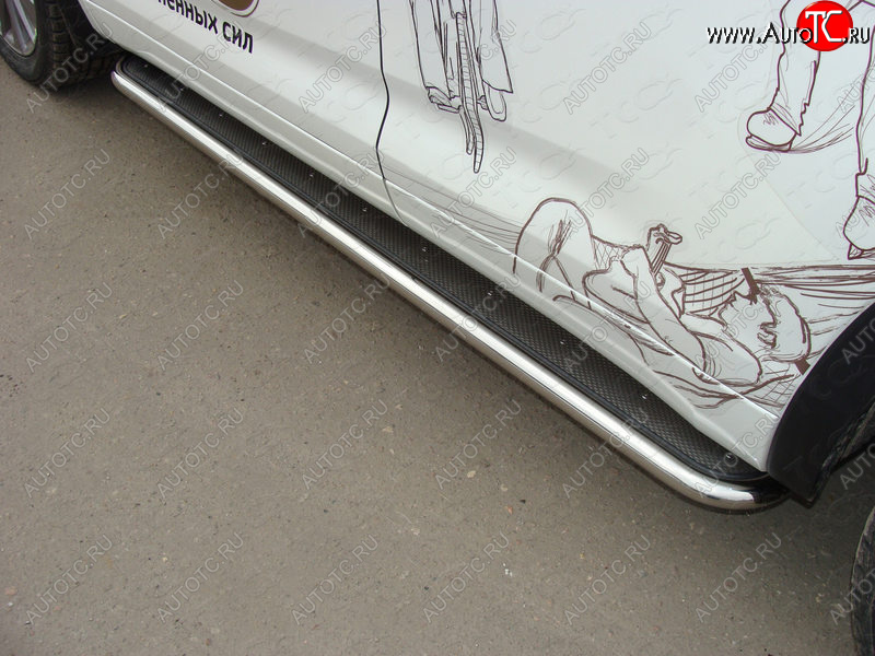 41 749 р. Пороги с площадкой 42,4 мм ТСС Тюнинг Toyota Highlander XU50 рестайлинг (2016-2020) (нержавейка)  с доставкой в г. Вологда
