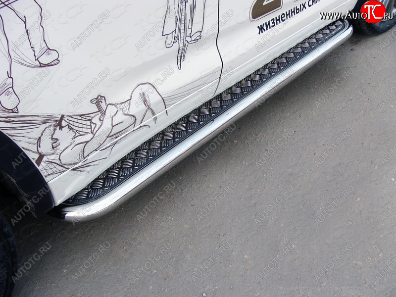 36 999 р. Пороги с площадкой 60,3 мм ТСС Тюнинг Toyota Highlander XU50 рестайлинг (2016-2020) (серые)  с доставкой в г. Вологда