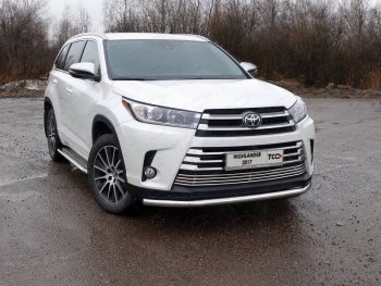 Защита переднего бампера нижняя d60,3 мм ТСС Тюнинг Toyota Highlander XU50 рестайлинг (2016-2020) (нержавейка)