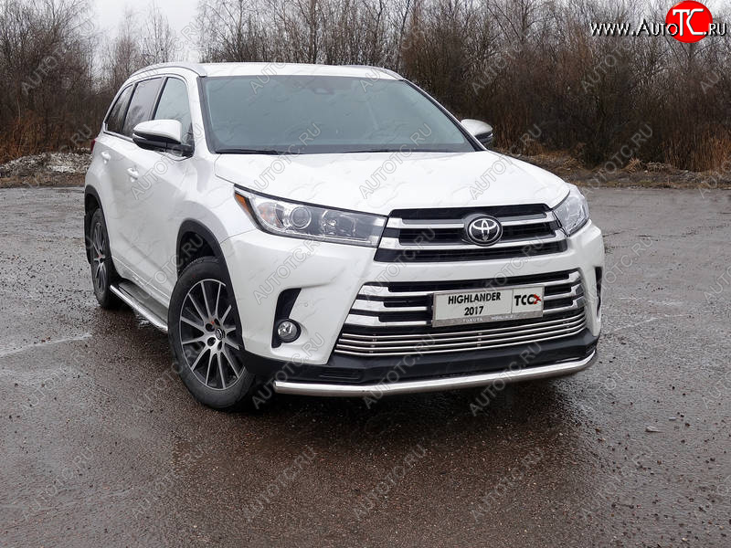 20 599 р. Защита переднего бампера нижняя d60,3 мм ТСС Тюнинг Toyota Highlander XU50 рестайлинг (2016-2020) (нержавейка)  с доставкой в г. Вологда