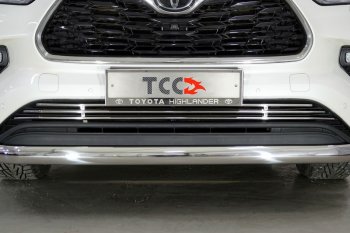 Нижняя декоративная вставка в бампер ТСС Тюнинг Toyota Highlander XU70 (2020-2025) (d 12 мм)