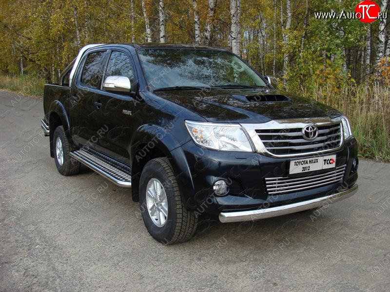 23 899 р. Защита переднего бампера овальная 75х42 мм ТСС тюнинг Toyota Hilux AN20,AN30  2-ой рестайлинг (2011-2016) (нержавейка)  с доставкой в г. Вологда