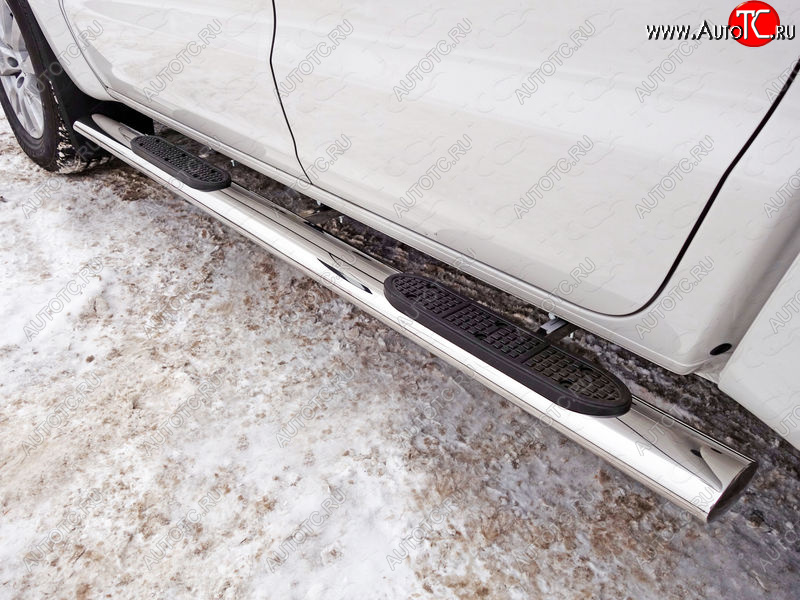 43 949 р. Пороги овальные с накладкой 120*60 мм ТСС Тюнинг Volkswagen Amarok рестайлинг (2016-2022) (серые)  с доставкой в г. Вологда