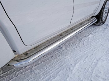 Пороги с площадкой 60,3 мм ТСС Тюнинг Volkswagen Amarok рестайлинг (2016-2022) (серые)