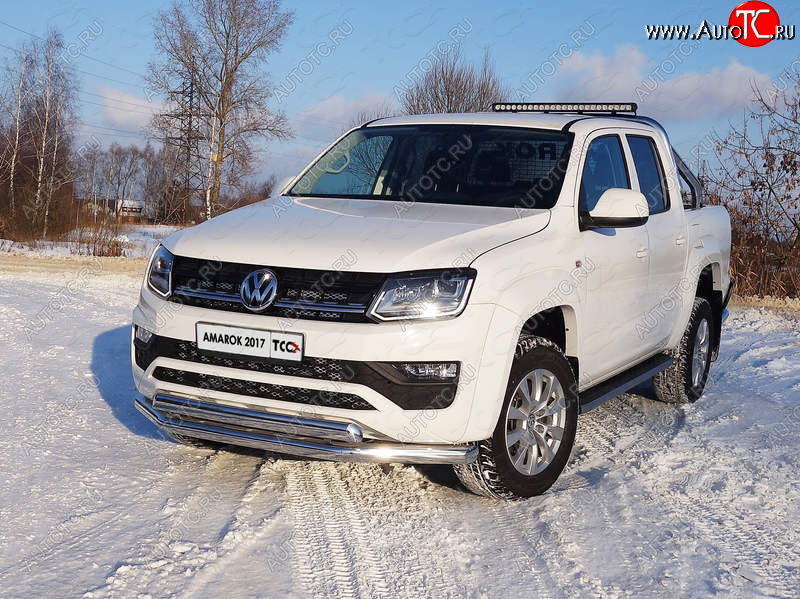 31 899 р. Защита передняя нижняя двойная 76,1*75 мм ТСС Тюнинг Volkswagen Amarok рестайлинг (2016-2022) (нержавейка)  с доставкой в г. Вологда