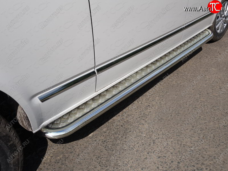 49 999 р. Пороги с площадкой 60,3 мм ТСС Тюнинг Volkswagen Caravelle T6 дорестайлинг (2015-2019) (серые)  с доставкой в г. Вологда