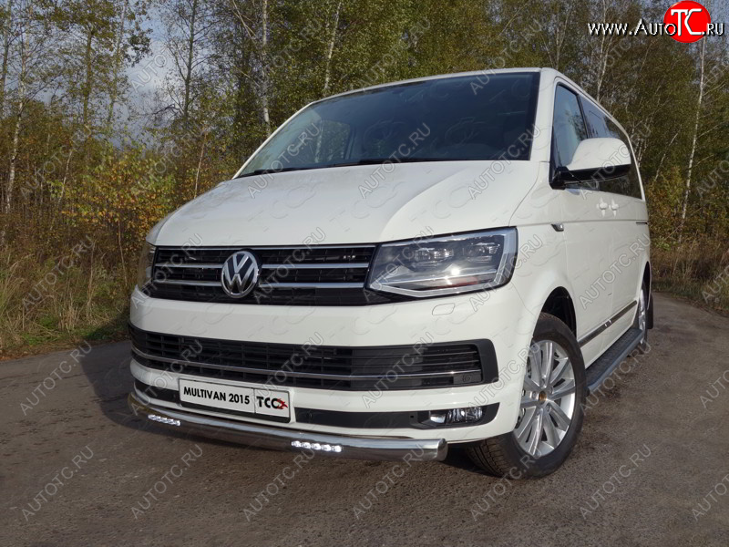45 999 р. Защита передняя нижняя овальная с ДХО 75х42 мм ТСС Тюнинг Volkswagen Multivan T6 дорестайлинг (2016-2019) (нержавейка)  с доставкой в г. Вологда