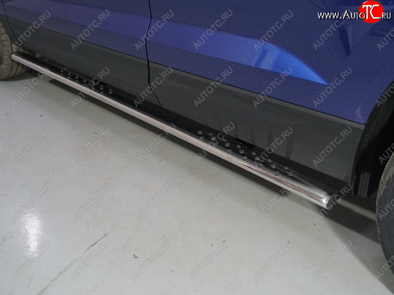 35 749 р. Пороги овальные с проступью 75х42 мм ТСС Тюнинг Volkswagen Taos (2020-2022) (серые)  с доставкой в г. Вологда