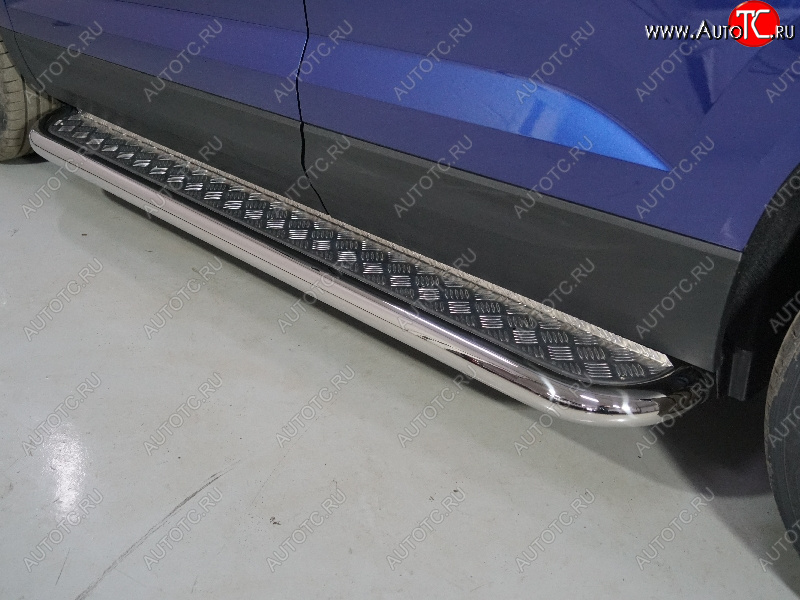 36 899 р. Пороги с площадкой 60,3 мм ТСС Тюнинг Volkswagen Taos (2020-2022) (серые)  с доставкой в г. Вологда
