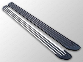 Пороги алюминиевые Slim Line ТСС Тюнинг Volkswagen Touareg 2 NF дорестайлинг (2010-2014)