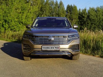 Защита переднего бампера нижняя d60,3 мм ТСС Тюнинг Volkswagen Touareg 3 CR дорестайлинг (2018-2022) (нержавейка)