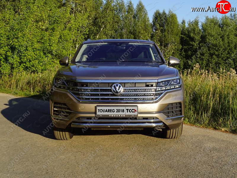 18 999 р. Защита переднего бампера нижняя d60,3 мм ТСС Тюнинг Volkswagen Touareg 3 CR дорестайлинг (2018-2022) (нержавейка)  с доставкой в г. Вологда