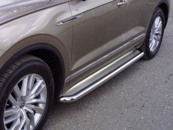 Пороги с площадкой 60,3 мм ТСС Тюнинг Volkswagen Touareg 3 CR дорестайлинг (2018-2022)