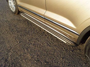 Пороги алюминиевые Slim Line ТСС Тюнинг Volkswagen Touareg 3 CR дорестайлинг (2018-2022)