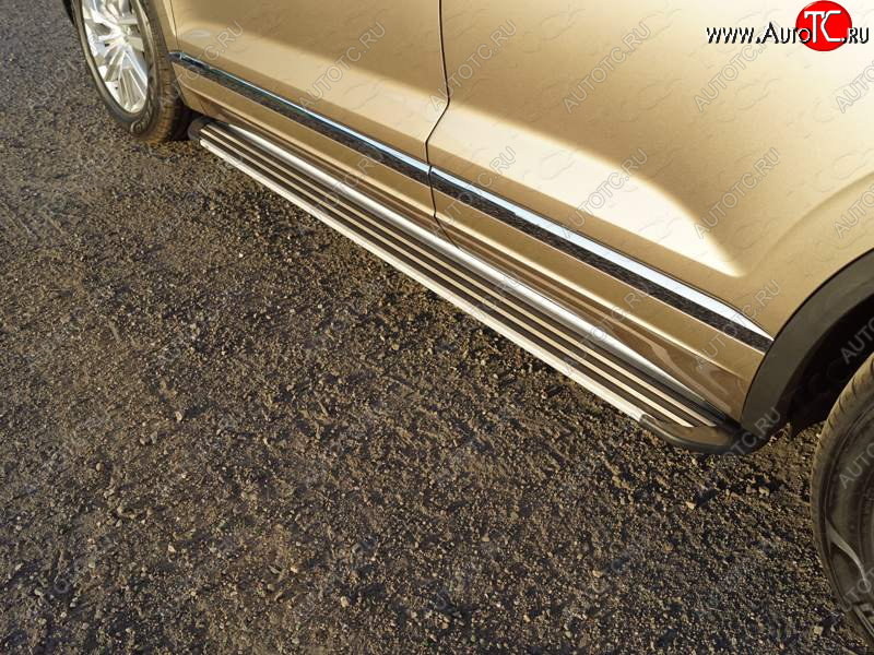 20 599 р. Пороги алюминиевые Slim Line ТСС Тюнинг Volkswagen Touareg 3 CR дорестайлинг (2018-2022) (Silver)  с доставкой в г. Вологда