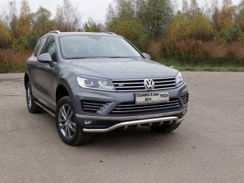 Защита передняя нижняя кенгурин 60,3*42,4 мм R-Line ТСС Тюнинг Volkswagen Touareg 2 NF рестайлинг (2014-2018) (нержавейка)