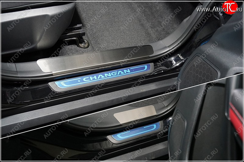 2 399 р. Накладки на пластиковы пороги, ТСС Тюнинг Changan CS55 Plus (2021-2025) (лист шлифованный)  с доставкой в г. Вологда
