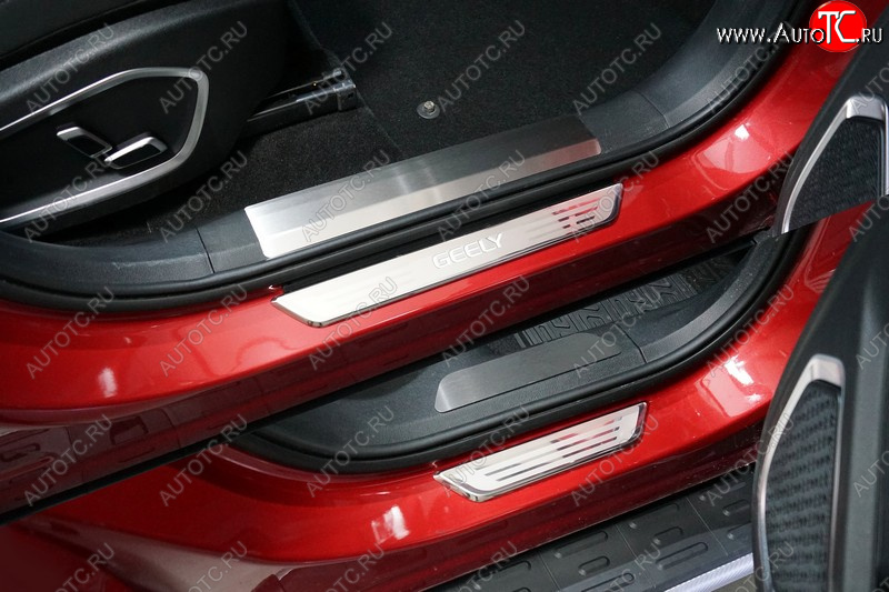 3 689 р. Накладки на пластиковые пороги, ТСС Тюнинг Geely Tugella FY11,HPBA4 дорестайлинг (2019-2023) (лист шлифованный)  с доставкой в г. Вологда