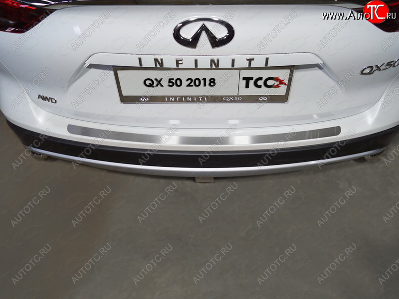 1 999 р. Накладка на задний бампер, ТСС Тюнинг INFINITI Qx50 J55 (2017-2022) (Лист шлифованный)  с доставкой в г. Вологда