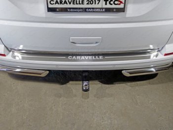Накладка на задний бампер ТСС Тюнинг Volkswagen Caravelle  T6 (2015-2019) дорестайлинг (лист шлифованный надпись Caravelle)