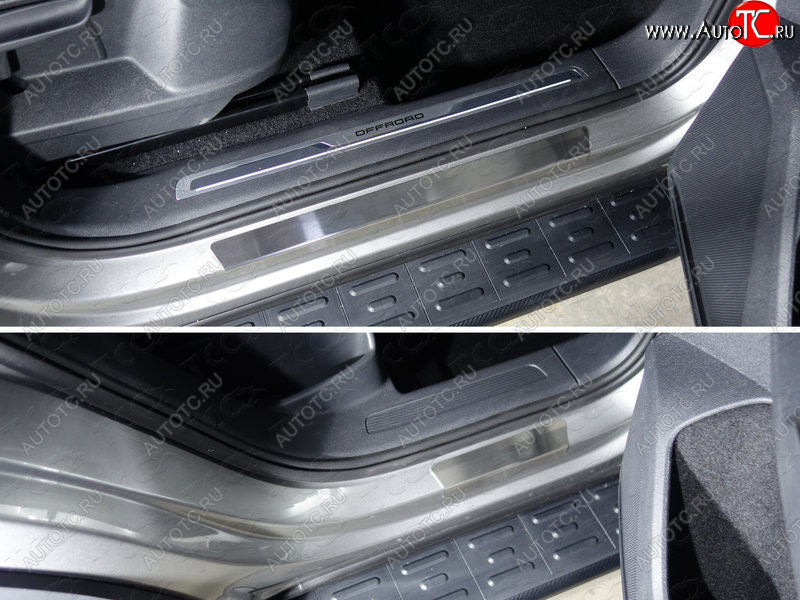 2 599 р. Накладки на пороги внешние, ТСС Тюнинг Volkswagen Tiguan Mk2 рестайлинг (2020-2022) (лист шлифованный)  с доставкой в г. Вологда
