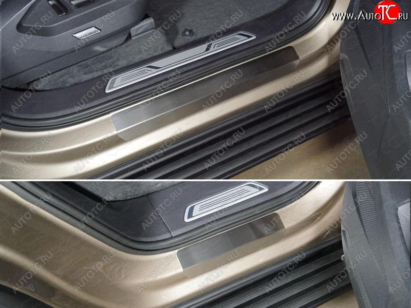 3 999 р. Накладки на пороги, ТСС Тюнинг Volkswagen Touareg 3 CR дорестайлинг (2018-2022) (лист шлифованный)  с доставкой в г. Вологда