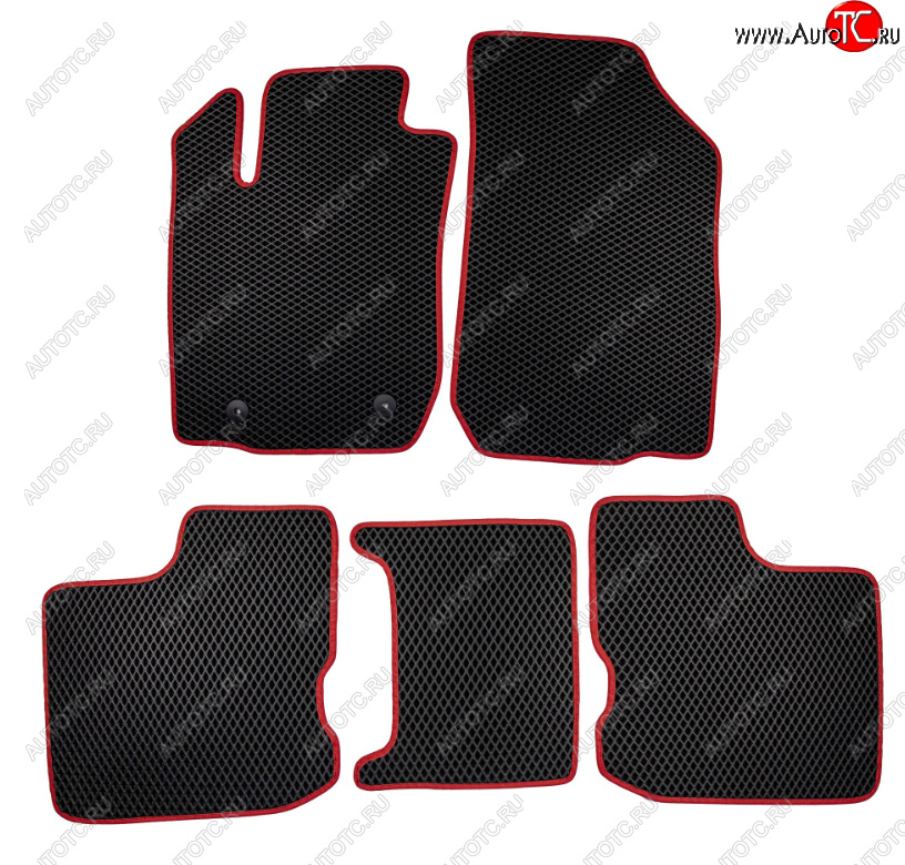 2 599 р. Комплект ковриков в салон (чёрные, красная окантовка) Klever EVA Honda Fit 4 GR дорестайлинг (2019-2022)  с доставкой в г. Вологда