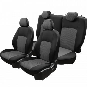 5 399 р. Комплект чехлов для сидений (РЗС 40/60 2П Жаккард) Дублин Lord Autofashion Hyundai Accent 2 LC седан дорестайлинг (ТагАЗ) (1999-2012) (черный, вставка Зигзаг серая)  с доставкой в г. Вологда. Увеличить фотографию 2