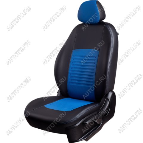 6 799 р. Комплект чехлов для сидений (РЗС Илана+Орегон) ТУРИН СТ Lord Autofashion Renault Duster HS дорестайлинг (2010-2015) (черный, вставка синяя, строчка синяя)  с доставкой в г. Вологда