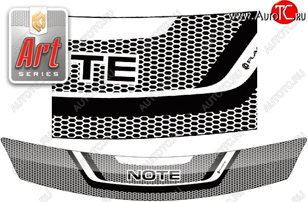 2 159 р. Дефлектор капота (правый руль) CA-Plastic  Nissan Note  1 (2008-2013) E11 рестайлинг (Серия Art черная)  с доставкой в г. Вологда