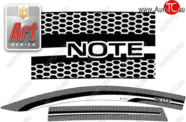 2 199 р. Дефлектора окон (правый руль) CA-Plastic  Nissan Note  1 (2008-2013) E11 рестайлинг (серия Art графит)  с доставкой в г. Вологда