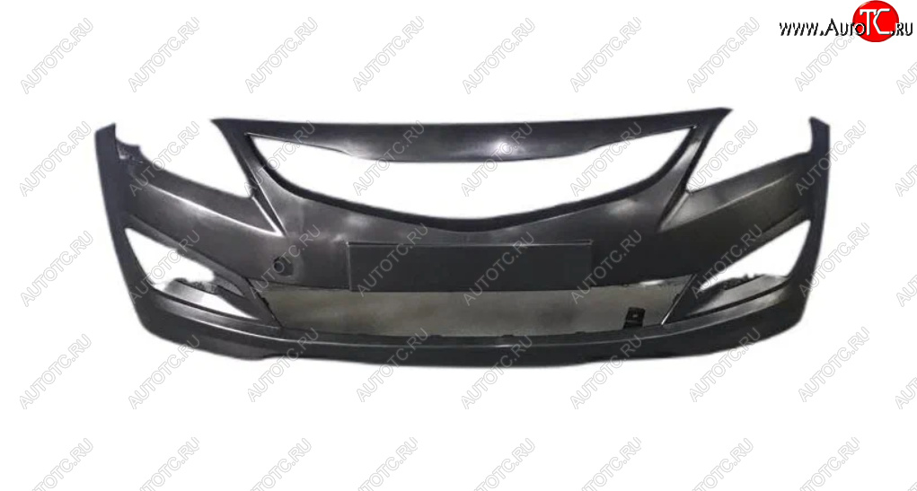 1 579 р. Бампер передний (с отверстиями под ПТФ) GAMMA Hyundai Solaris RBr седан рестайлинг (2014-2017) (Неокрашенный)  с доставкой в г. Вологда