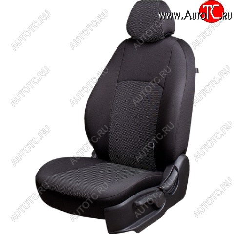 7 299 р. Комплект чехлов для сидений (РЗС 40/60 2Г жаккард) Дублин Lord Autofashion Chevrolet Cobalt седан дорестайлинг (2011-2016) (черный, вставка Ёж Белая, строчка черная)  с доставкой в г. Вологда