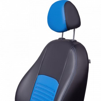 8 549 р. Комплект чехлов для сидений (РЗС 40/60 2Г Илана+Орегон) ТУРИН Lord Autofashion Chevrolet Cobalt седан дорестайлинг (2011-2016) (черный, вставка синяя, строчка синяя)  с доставкой в г. Вологда. Увеличить фотографию 3