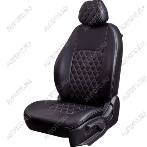 4 999 р. Комплект чехлов для сидений (1+2 места Илана+Орегон) ТУРИН ст РОМБ Lord Autofashion Fiat Ducato 290 (2014-2025) (черный, вставка черная+бежевая, строчка бежевая)  с доставкой в г. Вологда