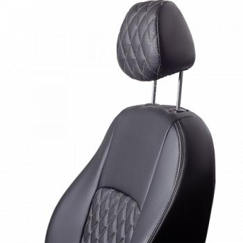 4 999 р. Комплект чехлов для сидений (1+2 места Илана+Орегон) ТУРИН ст РОМБ Lord Autofashion Fiat Ducato 290 (2014-2025) (черный, вставка черная+бежевая, строчка бежевая)  с доставкой в г. Вологда. Увеличить фотографию 3