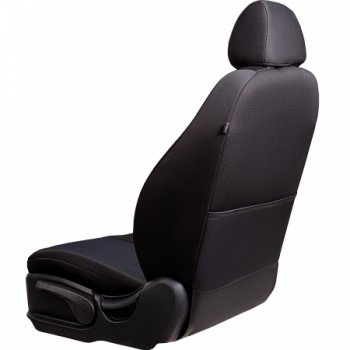5 399 р. Комплект чехлов для сидений (РЗСиС 60/40 2Г жаккард) Дублин Lord Autofashion Chevrolet Niva 2123 дорестайлинг (2002-2008) (черный, вставка Ёж синий, строчка черная)  с доставкой в г. Вологда. Увеличить фотографию 2