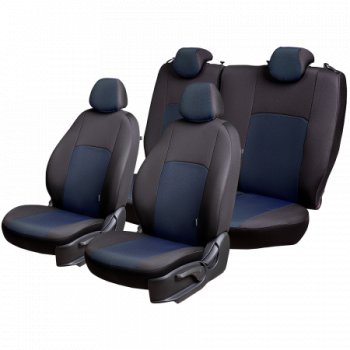 5 399 р. Комплект чехлов для сидений (РЗСиС 60/40 2Г жаккард) Дублин Lord Autofashion Chevrolet Niva 2123 дорестайлинг (2002-2008) (черный, вставка Ёж синий, строчка черная)  с доставкой в г. Вологда. Увеличить фотографию 3