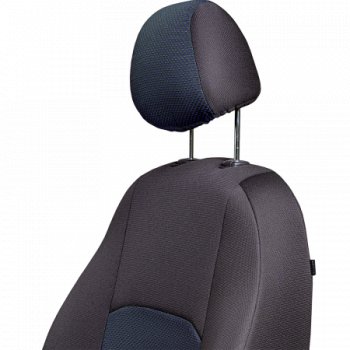 5 399 р. Комплект чехлов для сидений (РЗСиС 60/40 2Г жаккард) Дублин Lord Autofashion Chevrolet Niva 2123 дорестайлинг (2002-2008) (черный, вставка Ёж синий, строчка черная)  с доставкой в г. Вологда. Увеличить фотографию 6