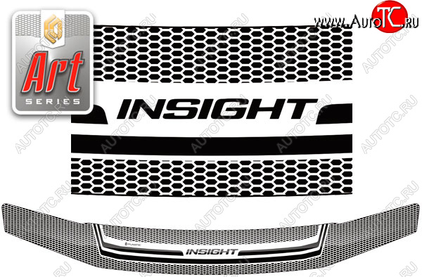 2 159 р. Дефлектор капота CA-Plastic  Honda Insight  ZE2 (2009-2011) хэтчбэк 5 дв. дорестайлинг (серия ART графит)  с доставкой в г. Вологда