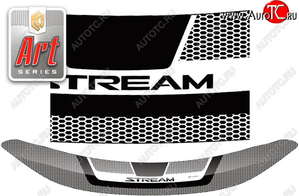 2 399 р. Дефлектор капота CA-Plastic  Honda Stream  2 RN6,RN7, RN8, RN9 (2006-2014) дорестайлинг, рестайлинг (Серия Art серебро)  с доставкой в г. Вологда