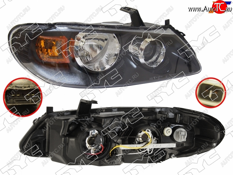7 899 р. Фара правая (под эл. корректор, внутри черная) TYC  Nissan Almera  N16 (2002-2006) седан рестайлинг  с доставкой в г. Вологда