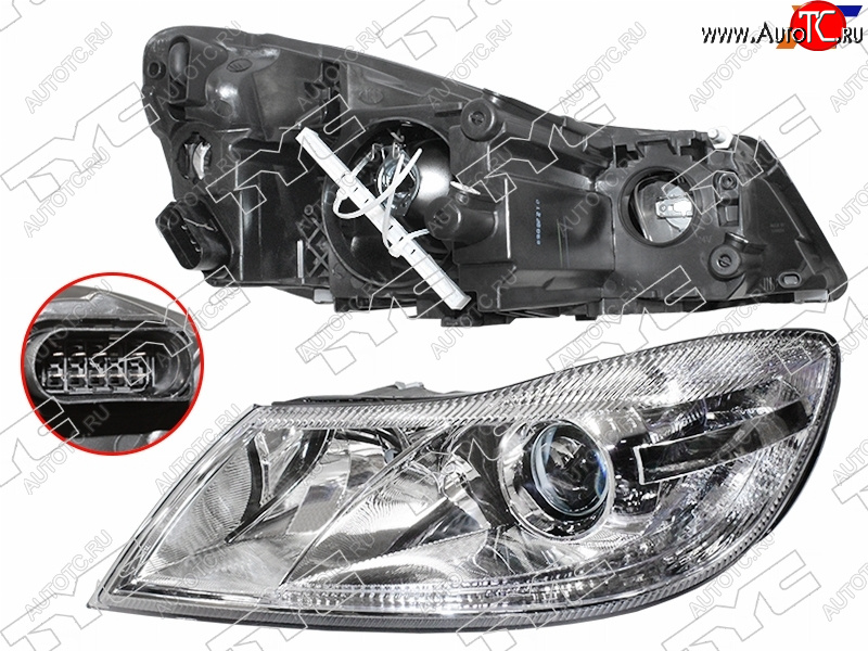 14 349 р. Фара левая (с электрокорректором) TYC  Skoda Octavia  A5 (2008-2013) лифтбэк рестайлинг, рестайлинг универсал  с доставкой в г. Вологда