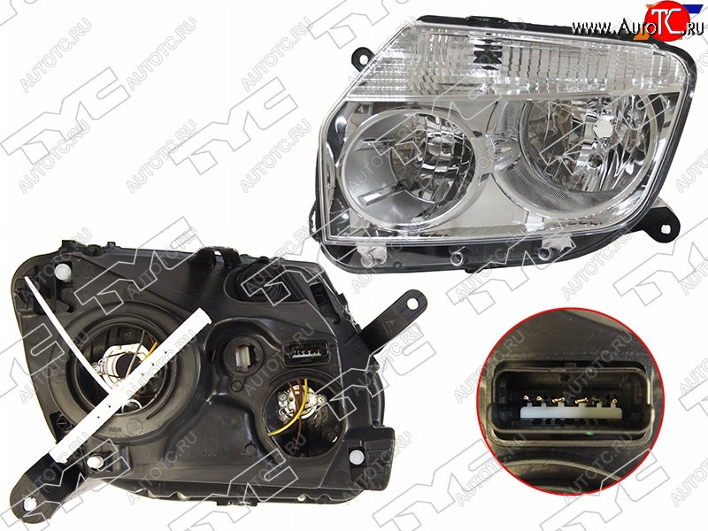 7 999 р. Фара левая (хром, под электрокорректор) TYC  Renault Duster  HS (2010-2015) дорестайлинг  с доставкой в г. Вологда