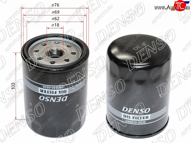 459 р. Фильтр масляный TOYOTA #UZFE,1FZFE 92- DENSO 260340-0530  с доставкой в г. Вологда
